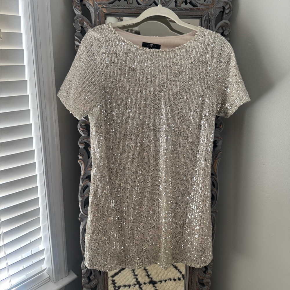 7 For All Mankind Silver Sequin Dress